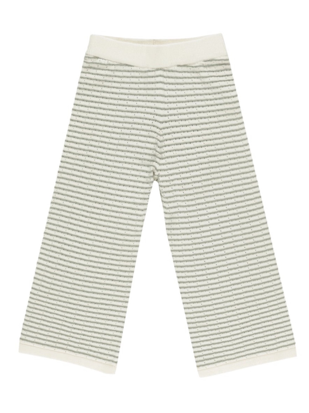 Rylee + Cru Kids 8-9Y Cotton Knit Wide Leg Pants Ivory Gray Stripe